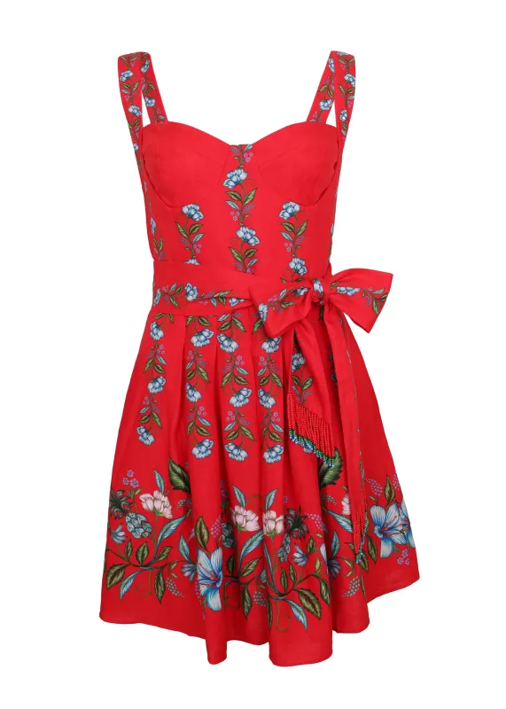 Sweet Bloom Bouquet Red Sleeveless Mini Dress sold by Sand Dollar