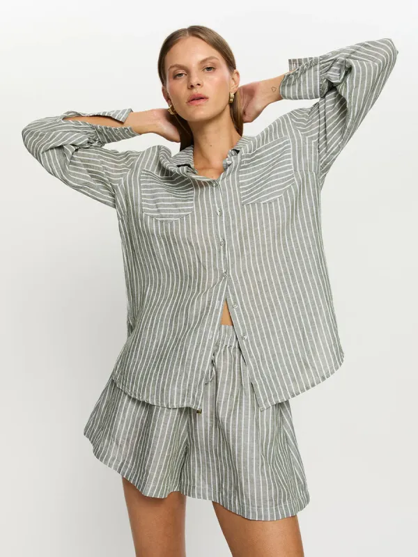Elara Shirt Green Stripe made by Kivari