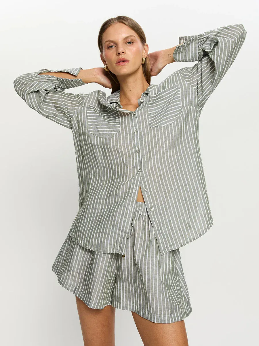 Elara Shirt Green Stripe sold by Sand Dollar