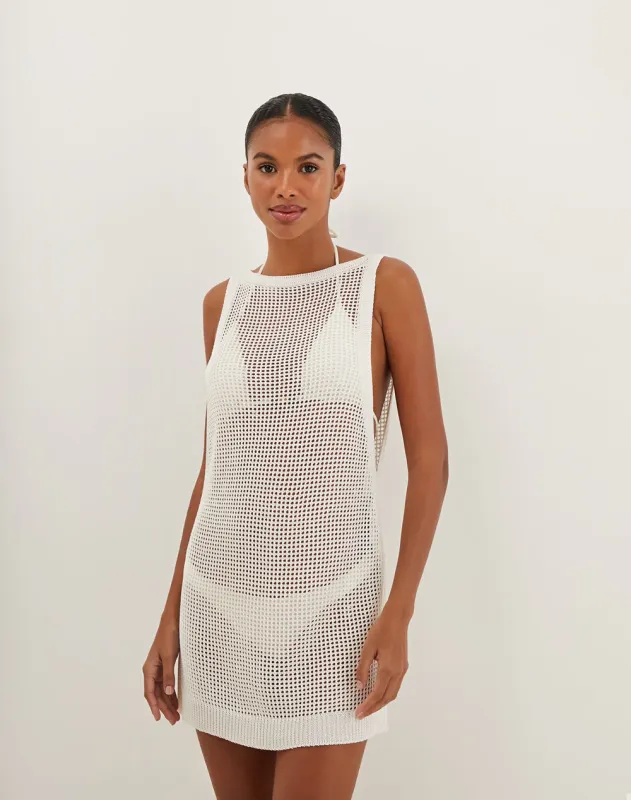 Knit Erika Short Cover Up Off White made by Vix