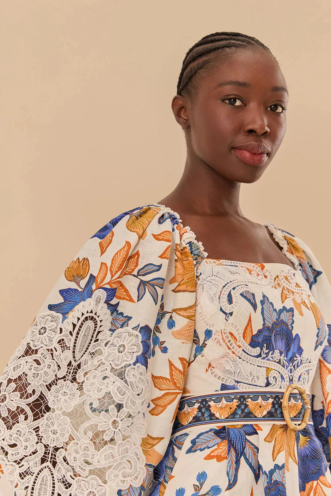 Off White Summer Flowers Romper sold by Sand Dollar product image thumbnail 3