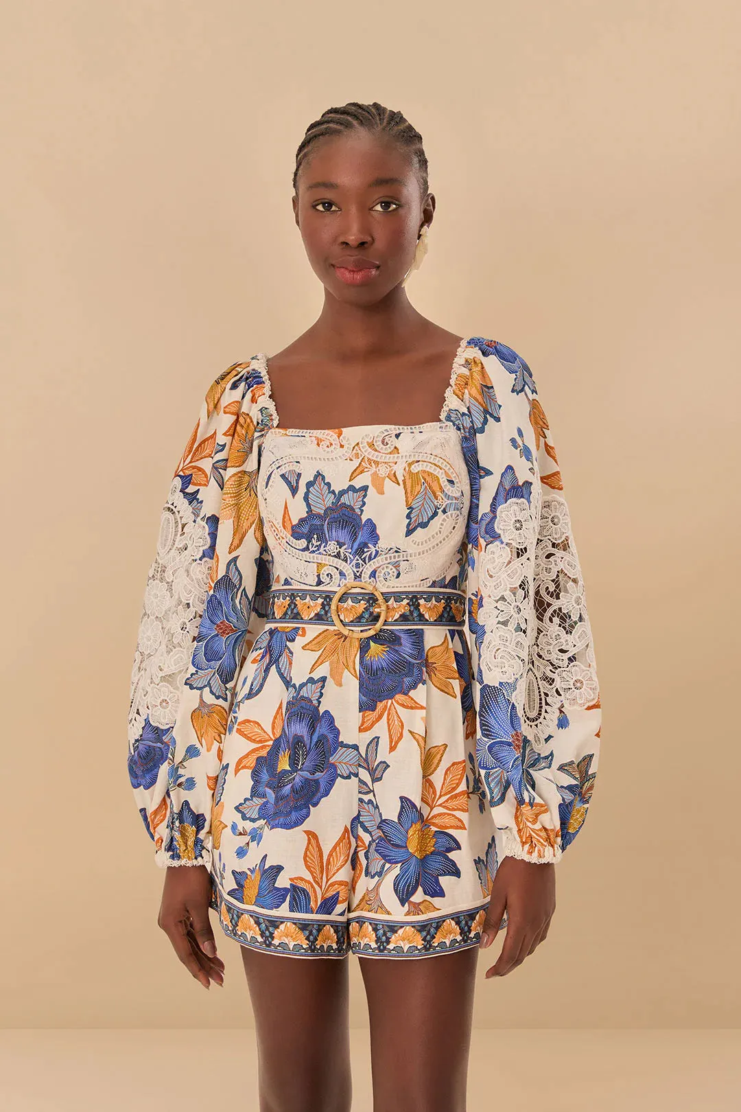 Off White Summer Flowers Romper sold by Sand Dollar product image thumbnail 2