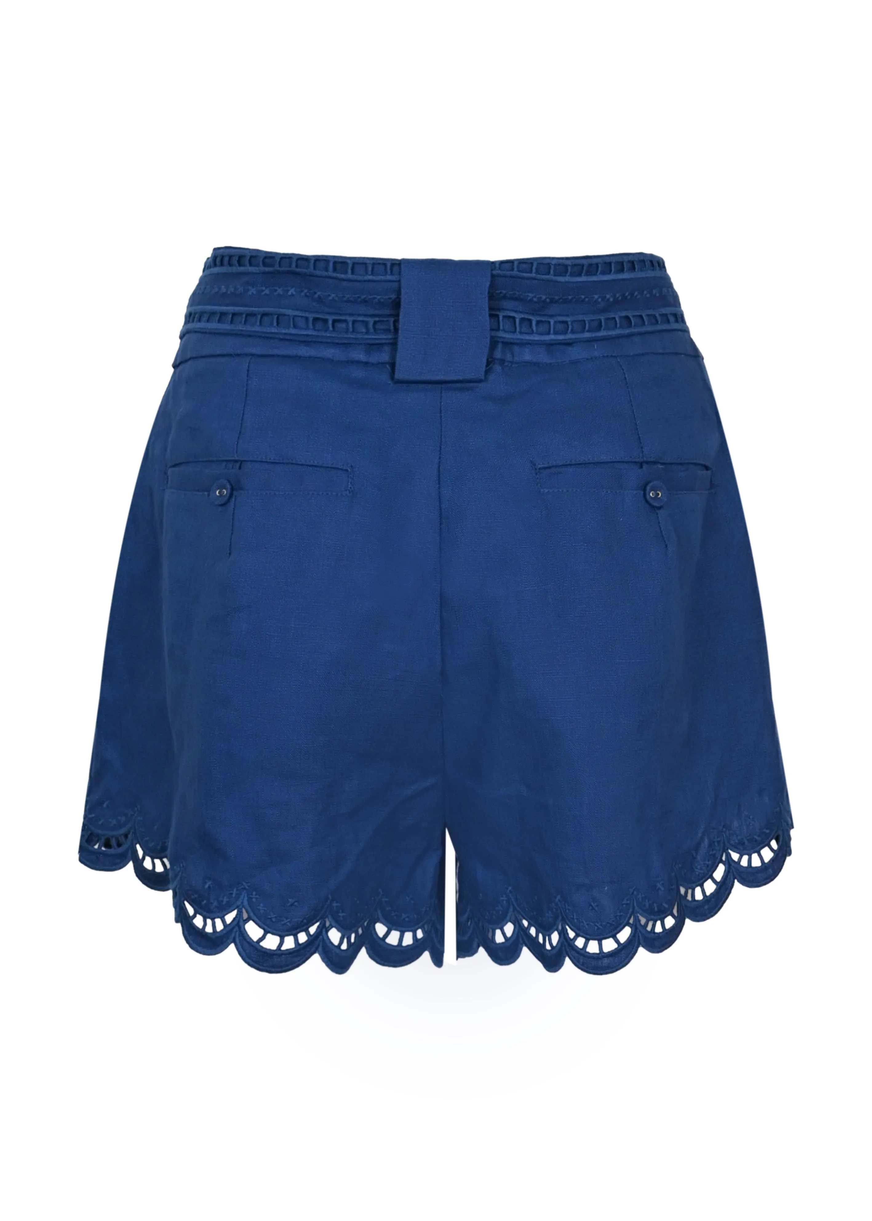 Navy Blue Richelieu Belted Linen Shorts sold by Sand Dollar product image thumbnail 3