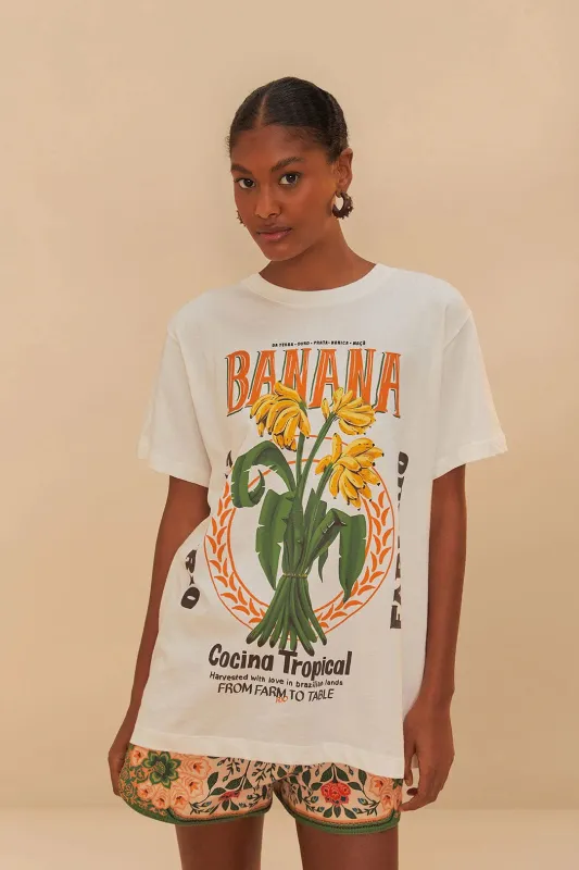 Off White Banana Cocina Relaxed T-Shirt made by FARM Rio