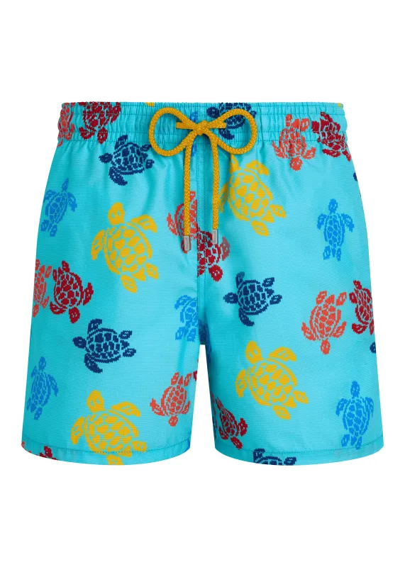 Men Swim Shorts Ronde Des Tortues Tricolor Aqua made by Vilebrequin