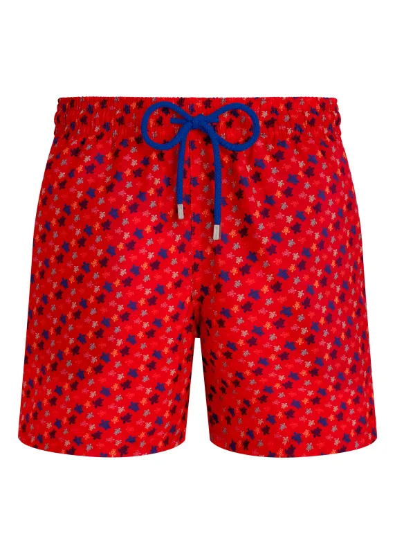 Men Swim Shorts Ultra-Light and Packable Ronde Des Tortues Red made by Vilebrequin