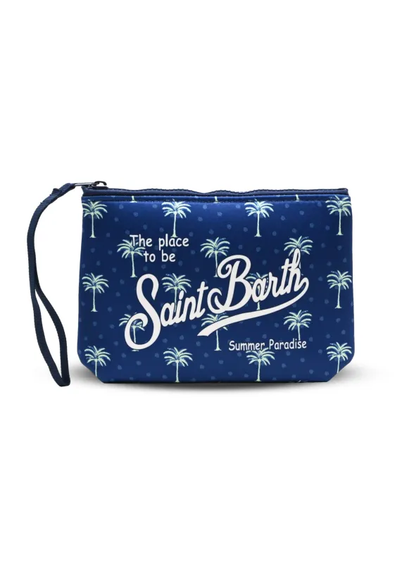 Aline Buti Palm Blue Pouch made by MC2 Saint Barth