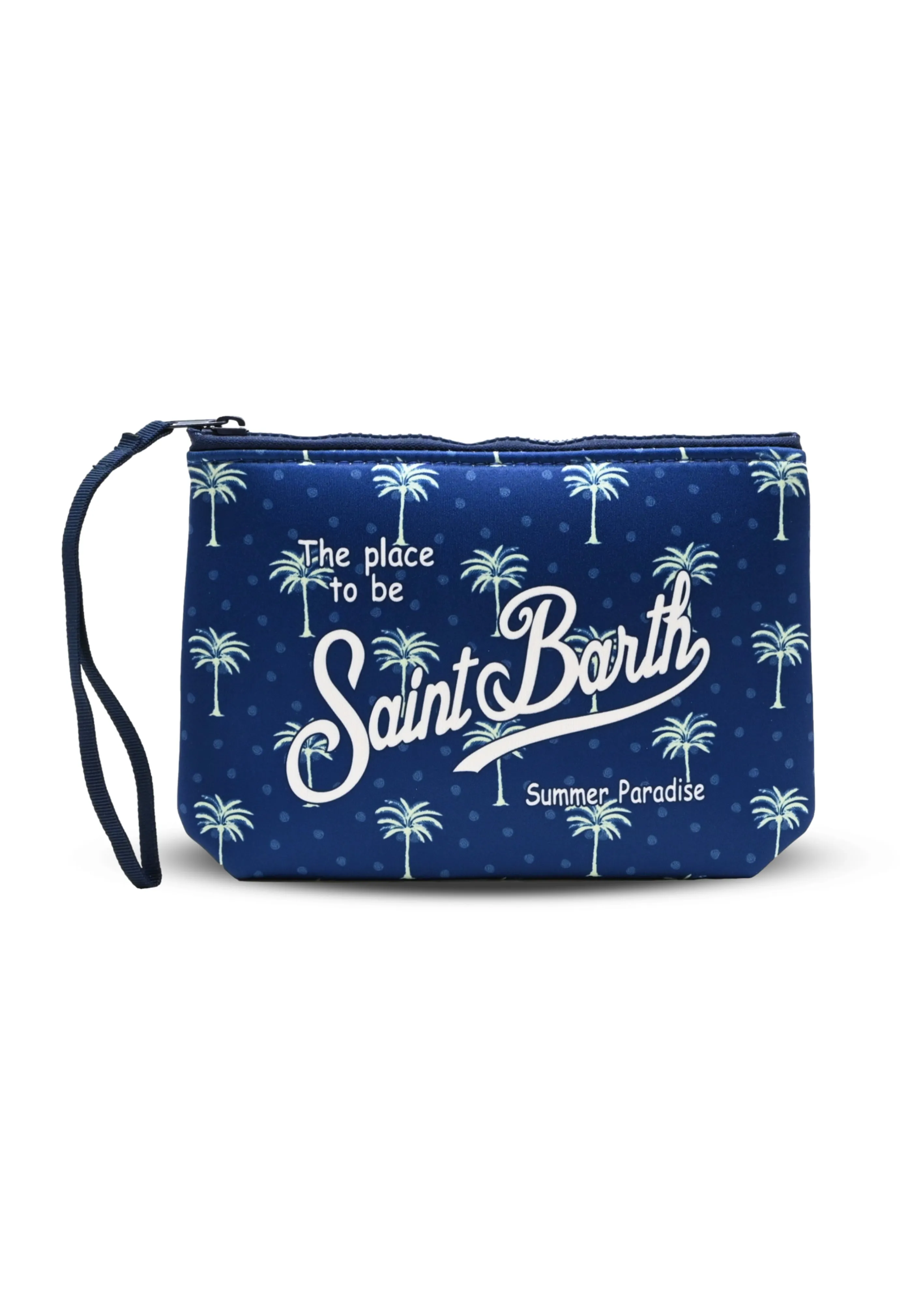 Aline Buti Palm Blue Pouch sold by Sand Dollar