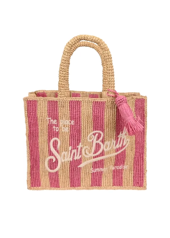 Colette Raffia Stripes Pop Pink Bag sold by Sand Dollar
