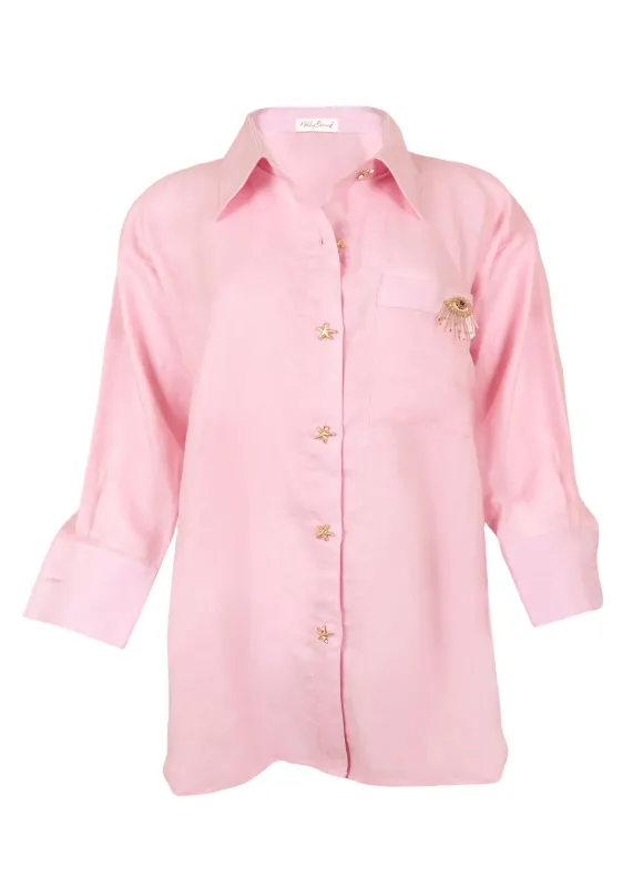 Linen Shirt With Eye Pink sold by Sand Dollar