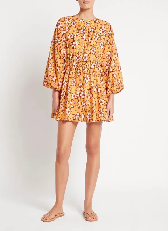 Orange Floral Printed Mini Dress made by Faithfull the Brand