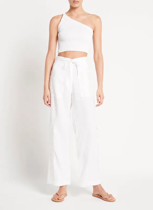 White One Shoulder Top made by Faithfull the Brand