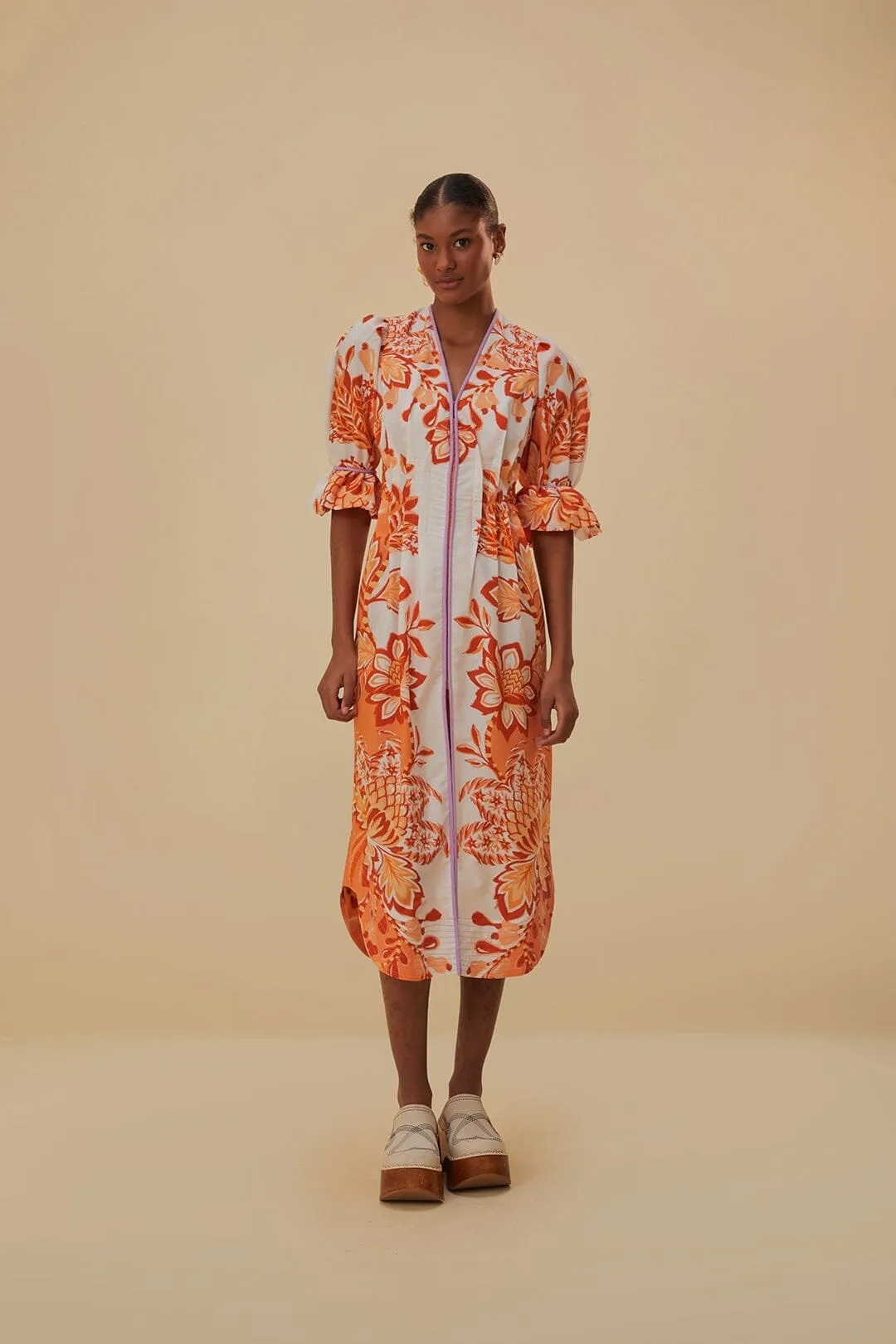 Aura Orange V Neckline Midi Dress sold by Sand Dollar product image thumbnail 2