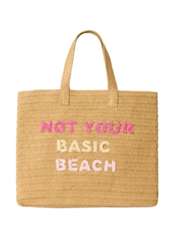 Not Your Basic Beach Tote Bag Sand/Fuchsia made by Sand Dollar