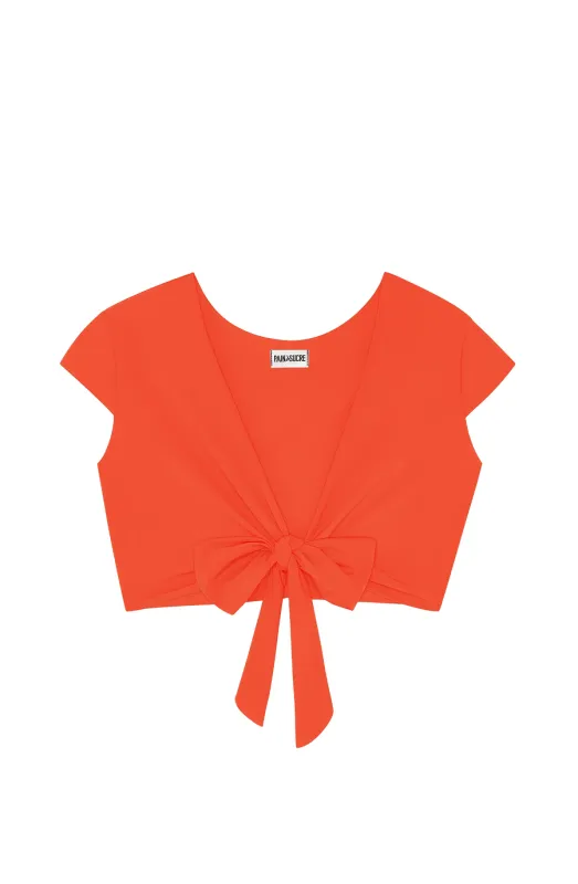 Tako Orange Wrap Crop Top sold by Sand Dollar