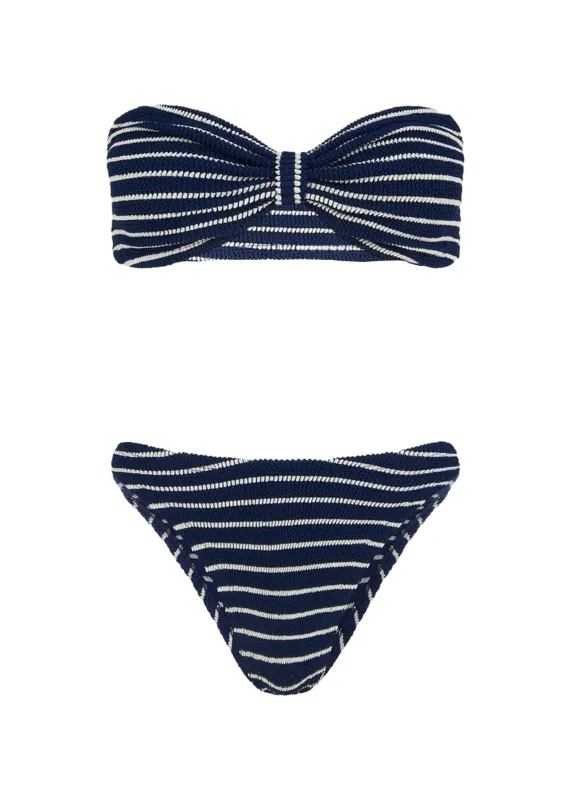 Coverage Jean Bikini Navy/White sold by Sand Dollar