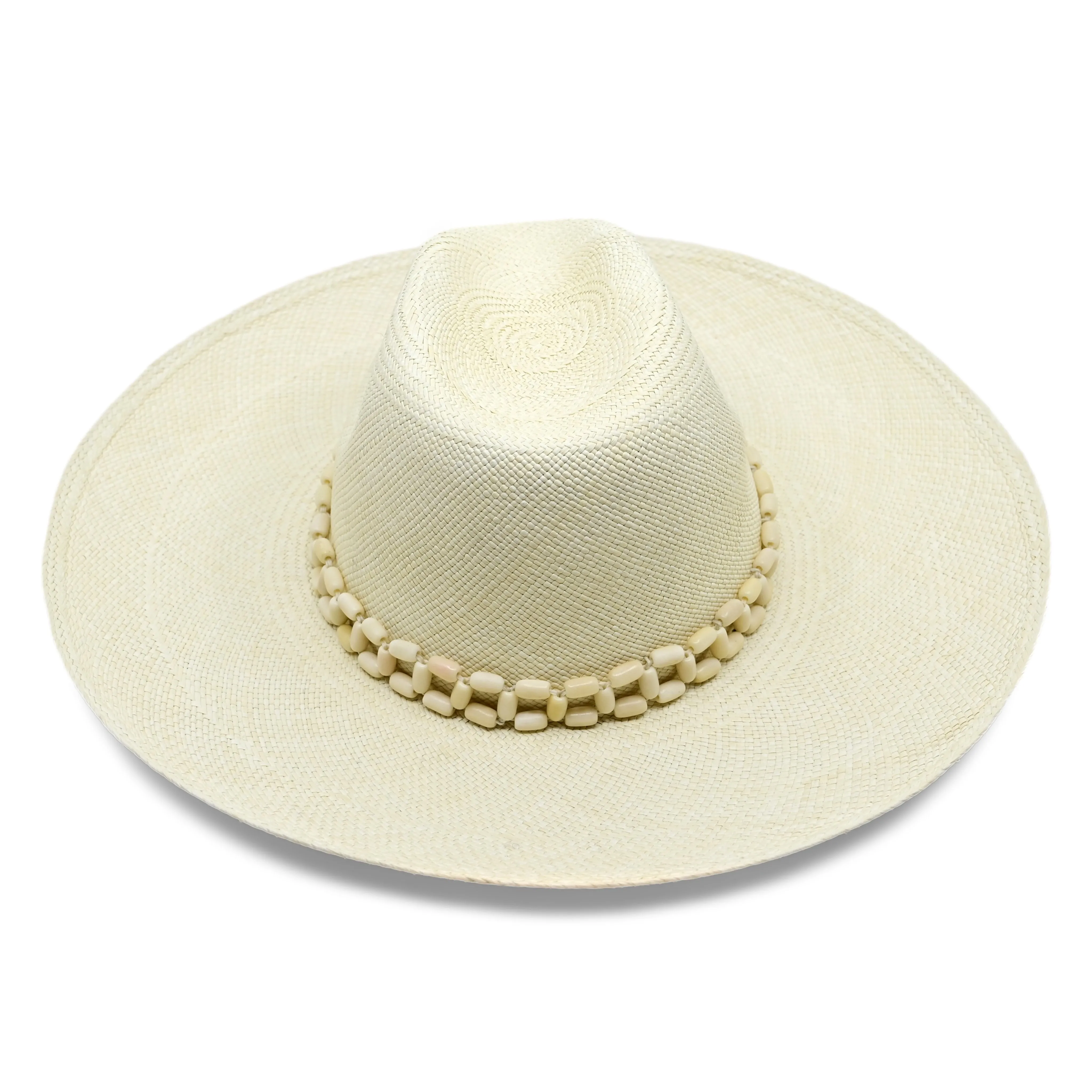 Peoni Clasico Wide Brim Hat Natural With Natural Tagua Beads sold by Sand Dollar product image thumbnail 2