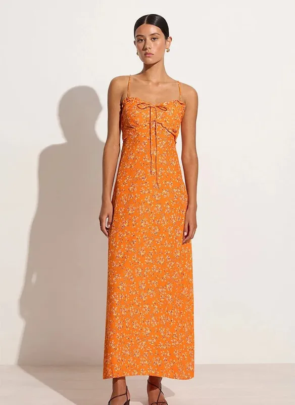 Gita Midi Dress Audrey Floral - Orange sold by Sand Dollar