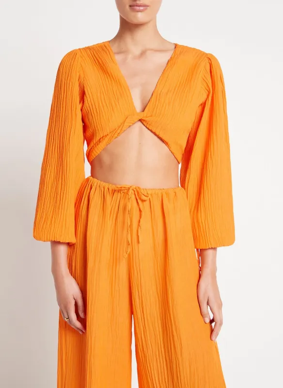 Orange Front Twist Crop Top made by Faithfull the Brand