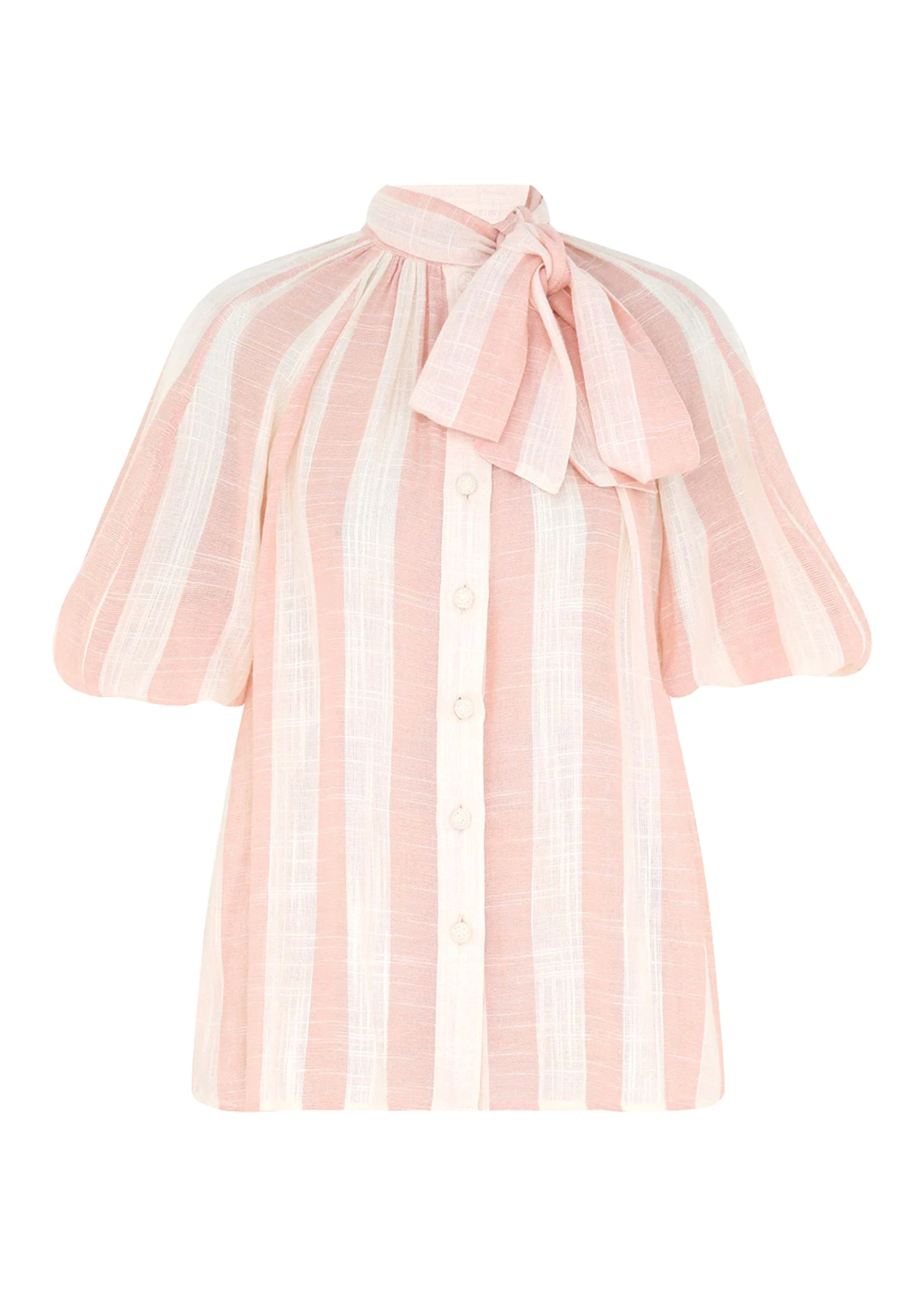 Acacia Blouson Shirt Pink Cream Stripe sold by Sand Dollar