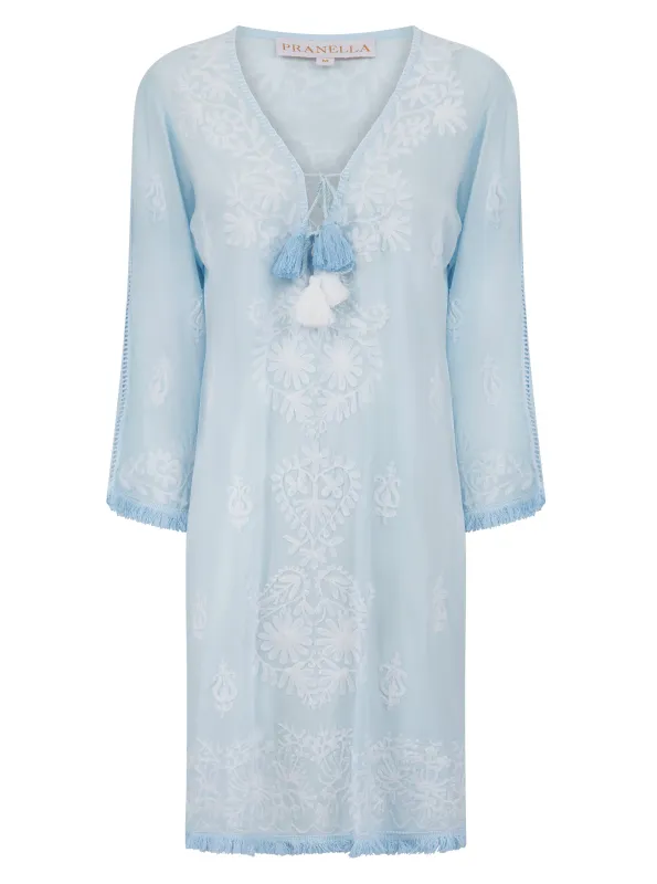 Aggie Sky/Blue Mini Dress made by Sand Dollar