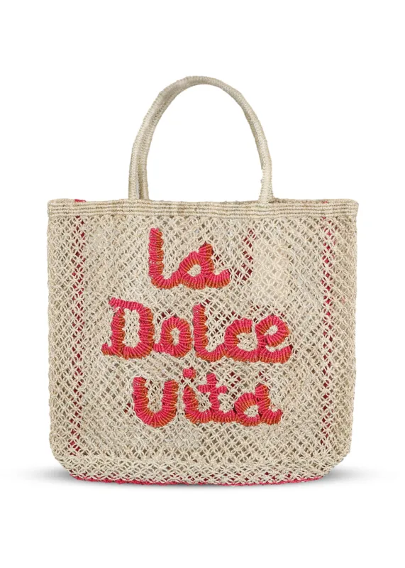 La Dolce Vita Jute Bag Natural/Hot Pink sold by Sand Dollar