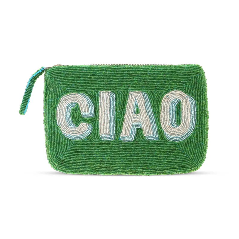 Ciao Beaded Clutch Green made by Sand Dollar