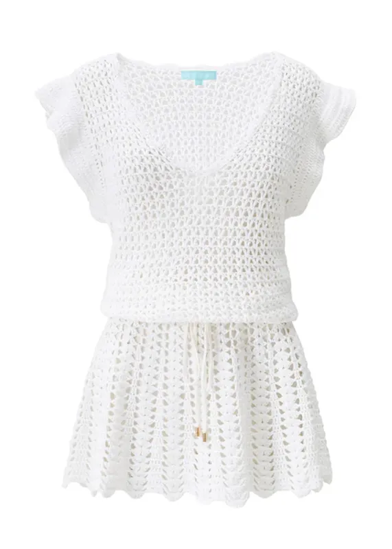Annalise Short Crochet Dress White made by Melissa Odabash
