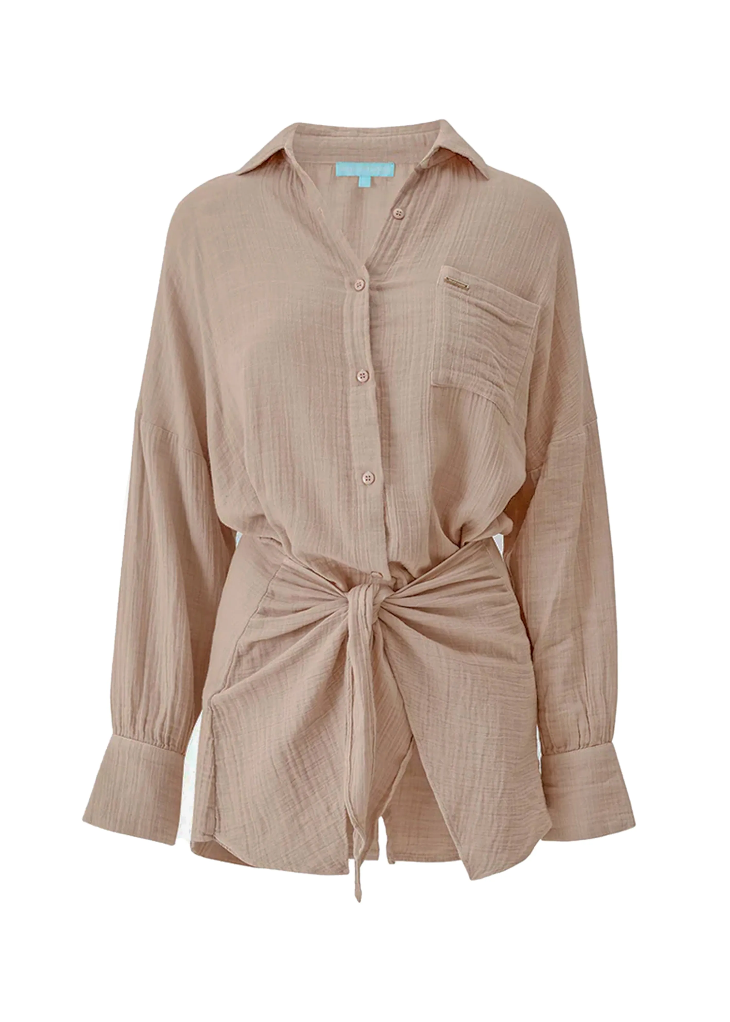 Sara Short Shirt Dress Beige sold by Sand Dollar