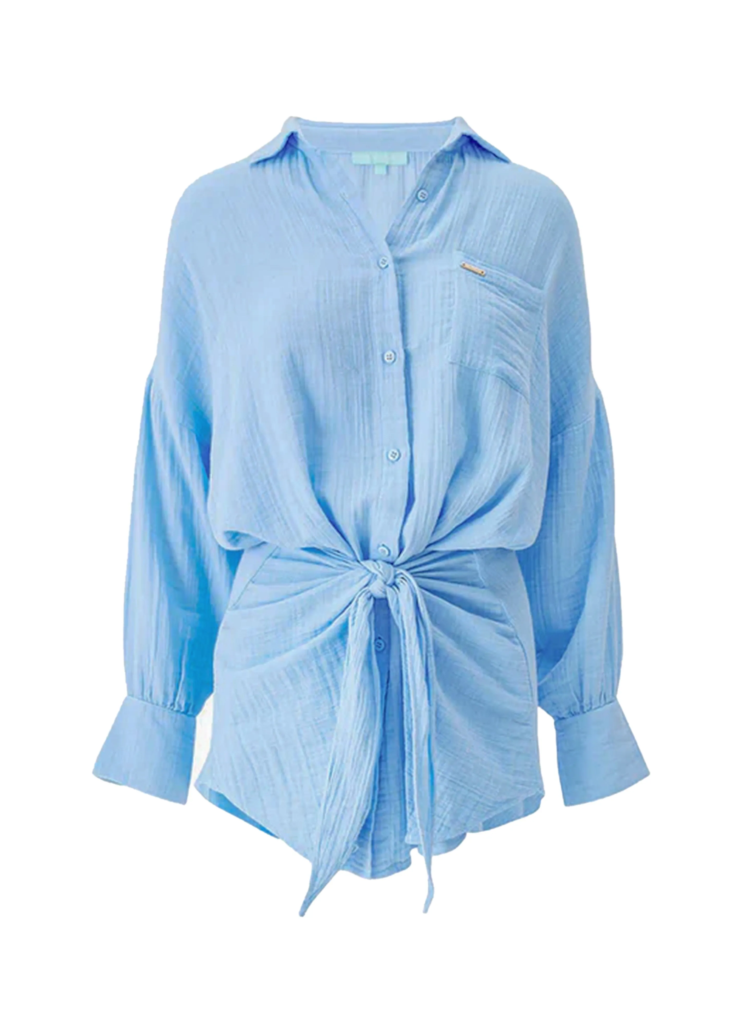 Sara Short Shirt Dress Dusty Blue sold by Sand Dollar