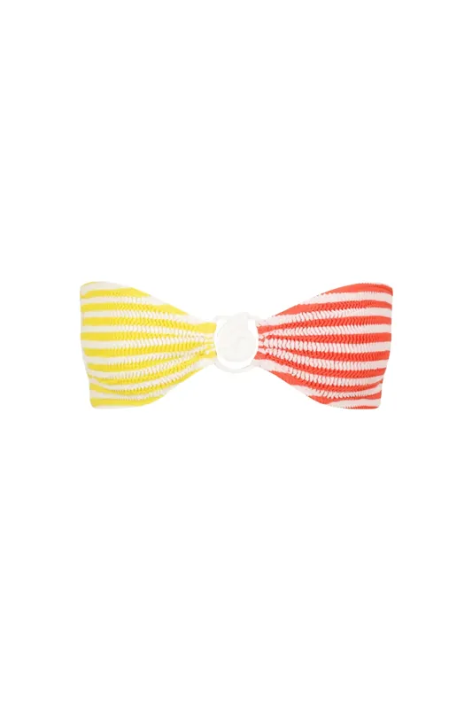 Lychee Bikini Top Coral Sunshine Stripe made by Sand Dollar