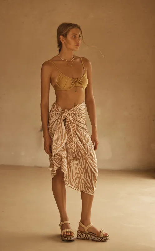 Tasselled Pareo Notae Brown/White made by Sand Dollar