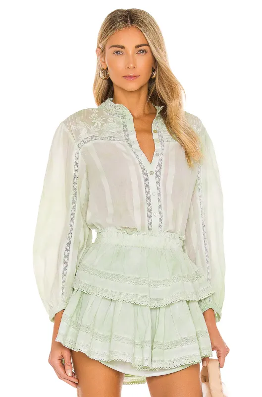 Ronda Top Moss Green Hand Dye made by LoveShackFancy