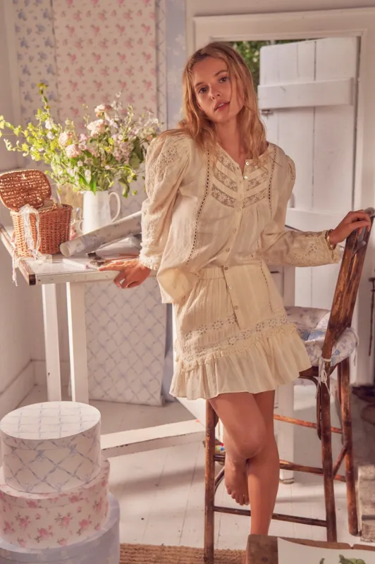 Ivory Blouse with Inset Lace sold by Sand Dollar