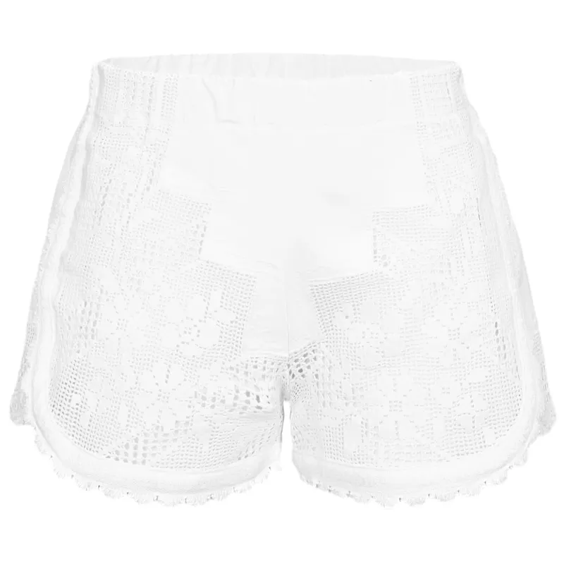Orsina Cotton Shorts Full White Lace S made by Sand Dollar