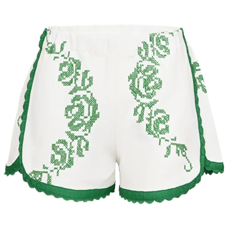 Orsina Cotton Shorts Green Trim Green Print S made by Sand Dollar