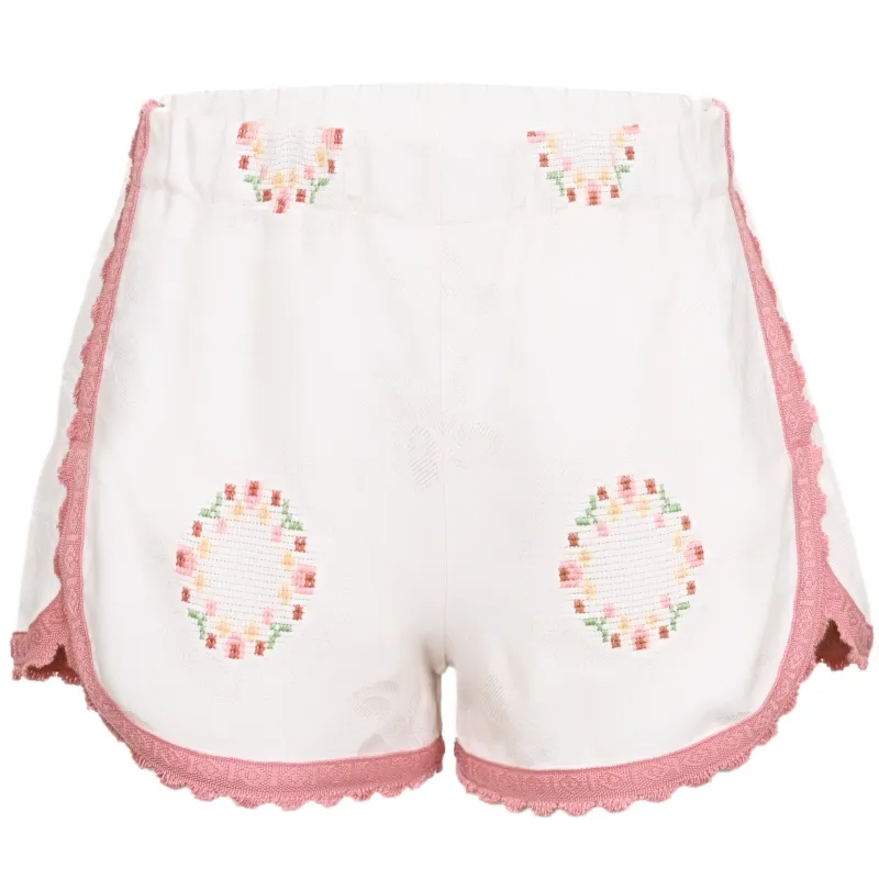 Orsina Cotton Shorts White & Pastel Print S made by Sand Dollar