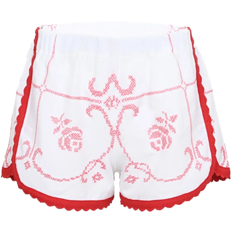 Orsina Cotton Shorts Red Trim With Scallop M made by Sand Dollar