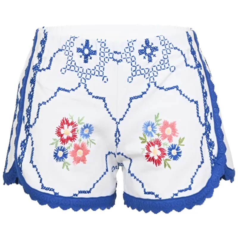 Orsina Cotton Shorts Blue Trim Floral Multi XS made by Sand Dollar