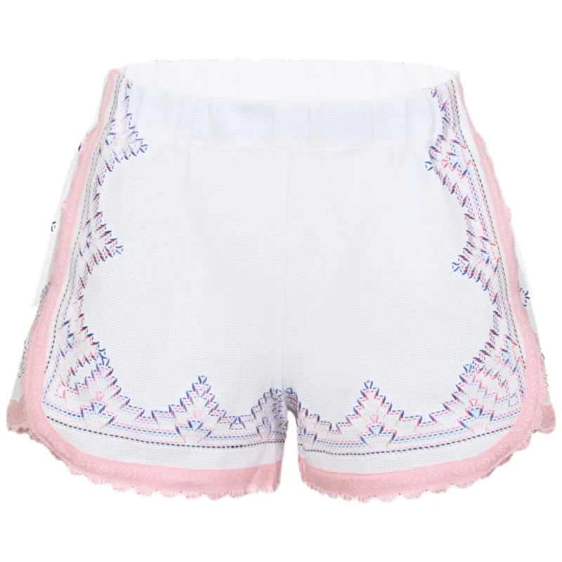 Orsina Cotton Shorts White & Pastel Trim M made by Sand Dollar