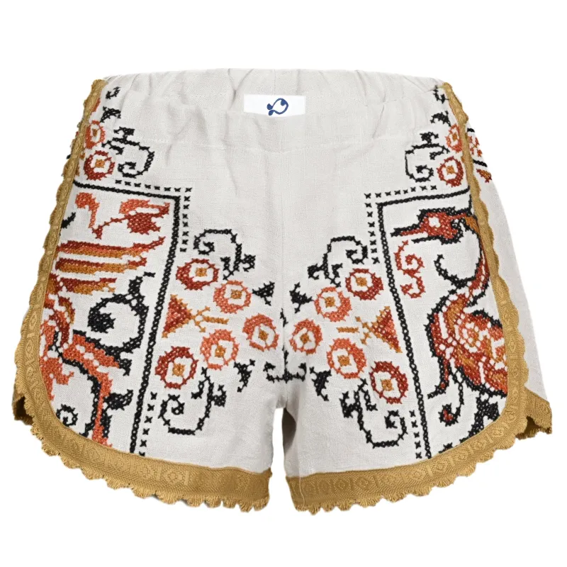 Orsina Cotton Shorts Mustard Trim S made by Sand Dollar