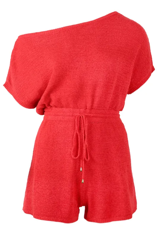 Miami Knit Playsuit Red made by Seven Wonders