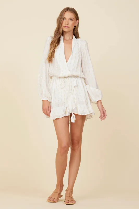 White Clipped Metallic Dress sold by Sand Dollar