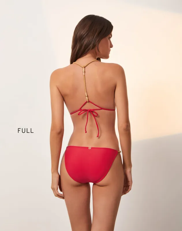 Solid Layla String Detail Full Bikini Bottom Red made by Vix