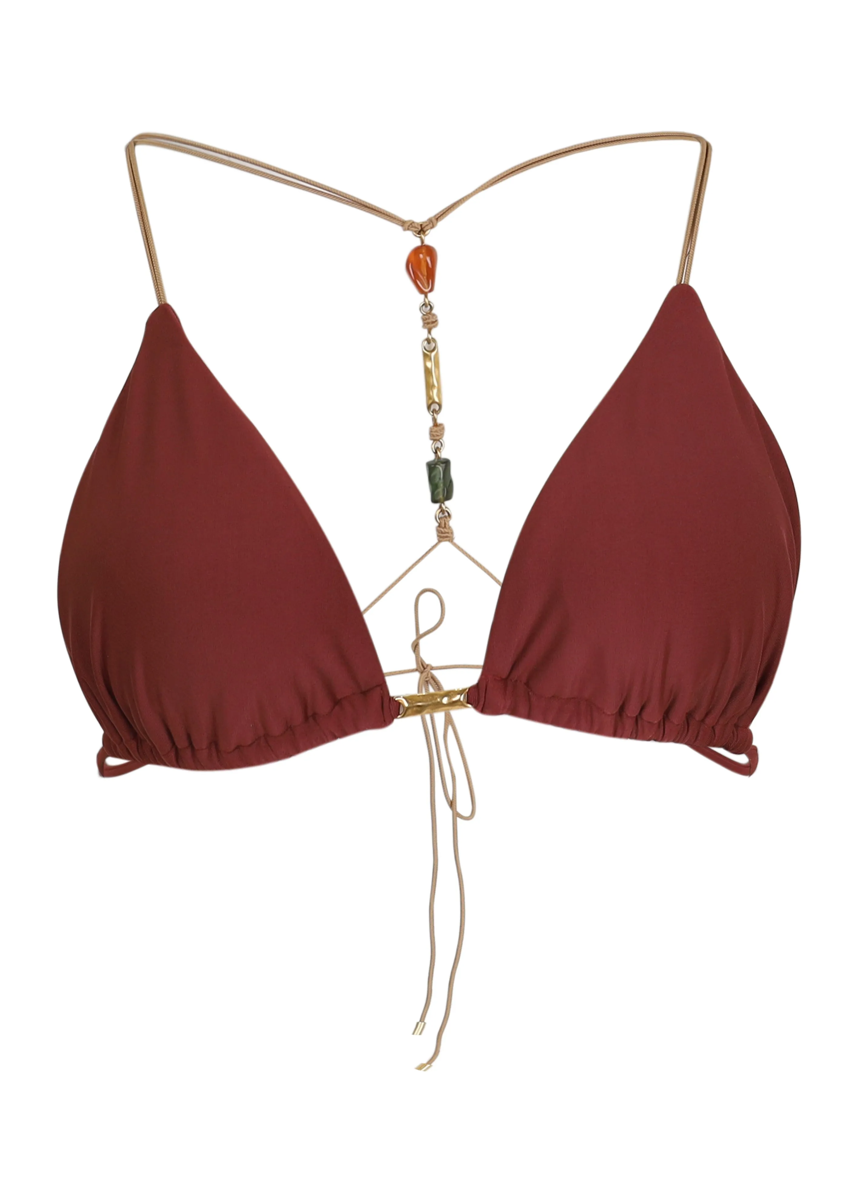 Solid Kaia T Back Bikini Top Brown sold by Sand Dollar