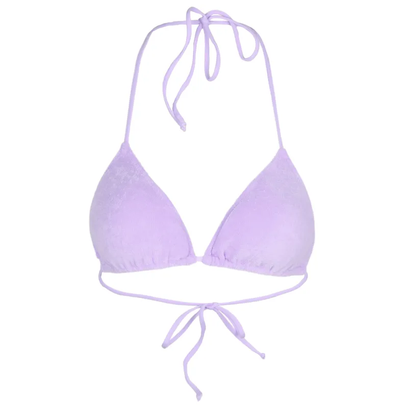 Leah Triangle Bikini Top Terry Purple made by MC2 Saint Barth