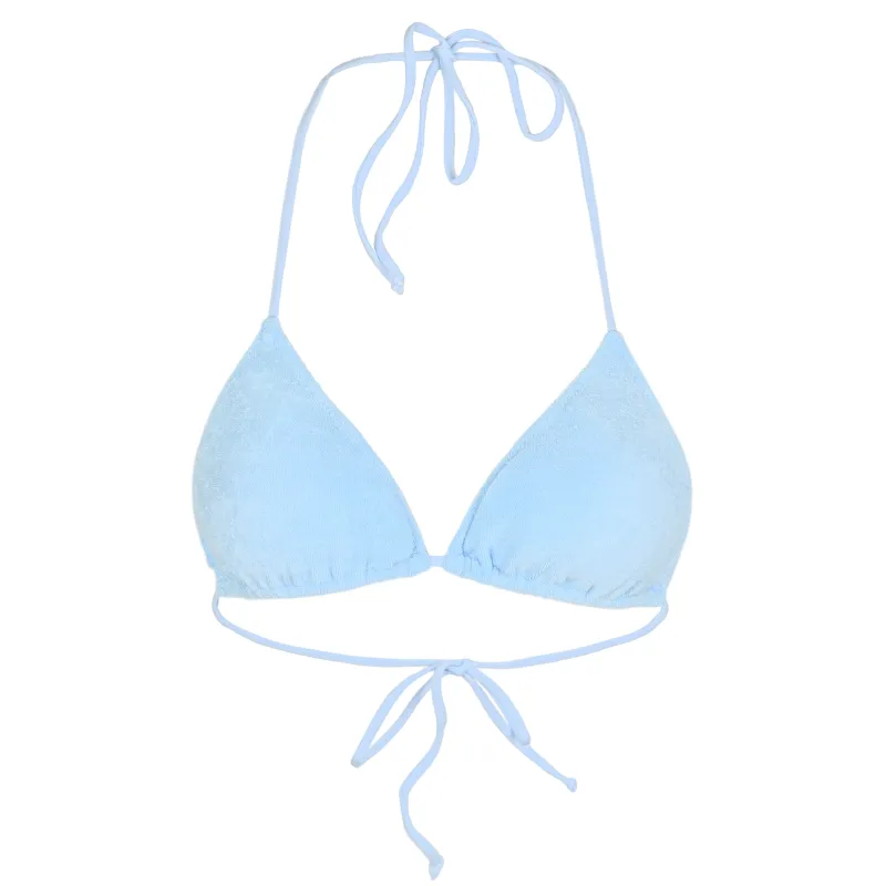 Leah Triangle Bikini Top Terry Blue made by MC2 Saint Barth