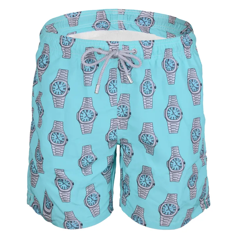 Gustavia Pop Class Watch Turquoise Mens Swimshorts made by Sand Dollar
