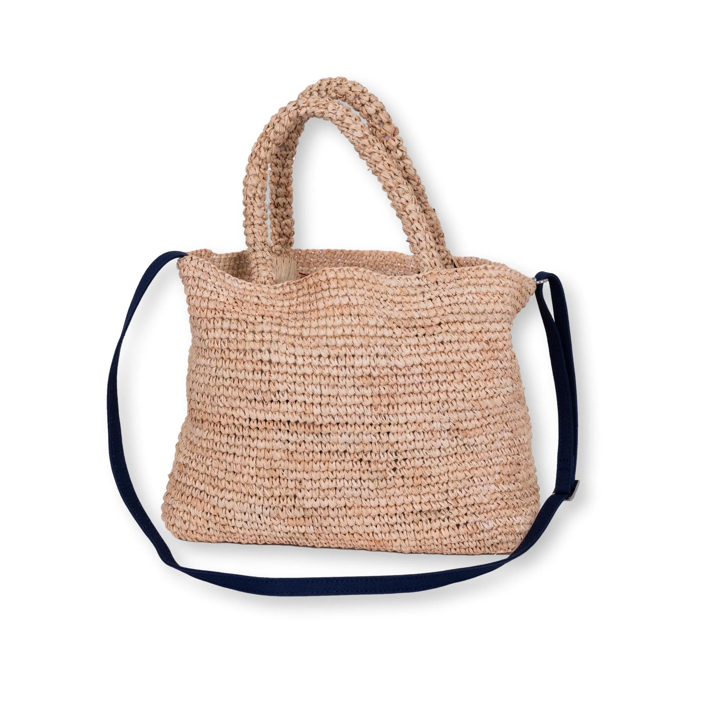 Raffia Beach Bag Red Pearl Heart & Blue Logo sold by Sand Dollar product image thumbnail 2