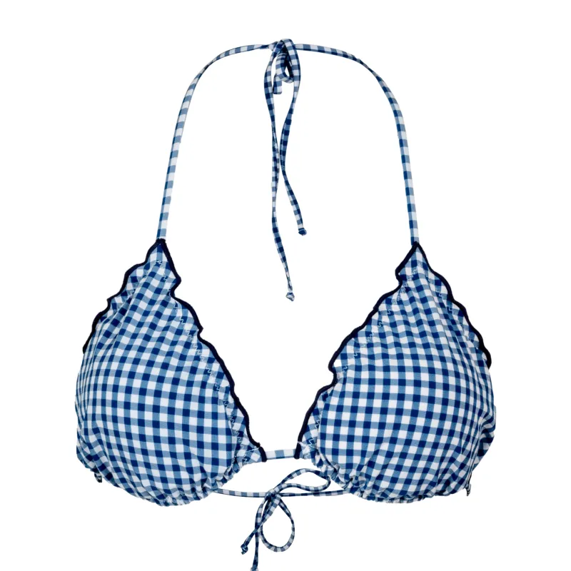 Woman Gingham Classic Triangle Bikini Top made by MC2 Saint Barth